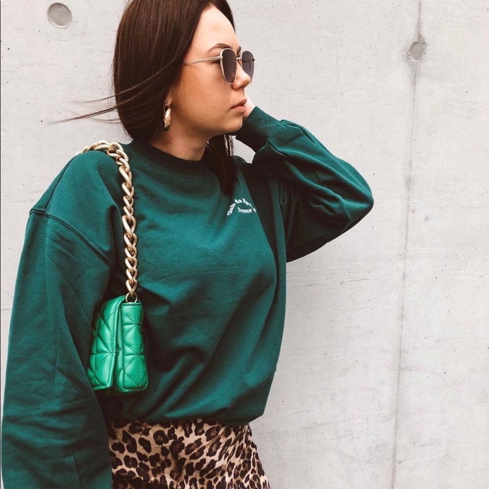 Zara green chain strap quilted shoulder bag  NWT